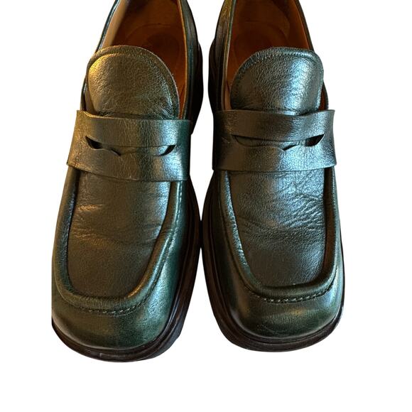Marni Men\'s Olive Green Leather Chunky Loafers